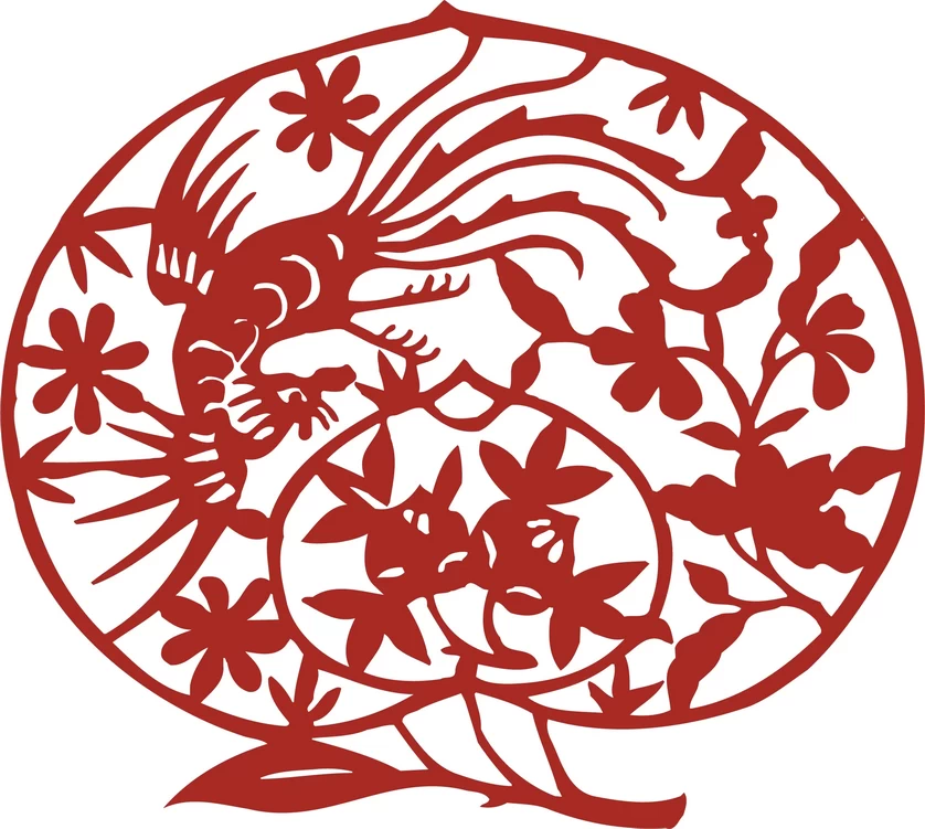 中国风中式传统喜庆民俗人物动物窗花剪纸插画边框AI矢量PNG素材【1050】